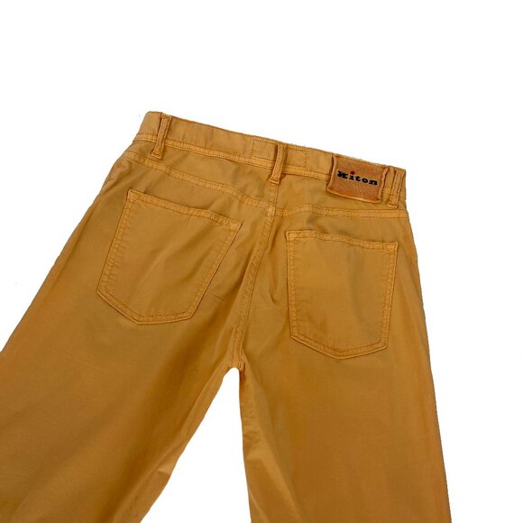 Kiton Napoli Italy Cotton Stretch Trousers Pants yellow gold Mens 29 x 30 - Picture 7 of 7